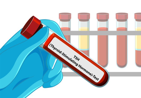 Hand holding a TSH blood test tubeのイラスト素材