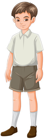 Illustration of a boy wearing shorts and shirtのイラスト素材