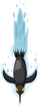 Penguin diving gracefully into the blue oceanのイラスト素材