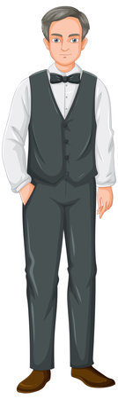 Man in suit with bow tie and vestのイラスト素材