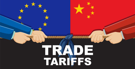 Illustration of EU and China trade tensionsのイラスト素材
