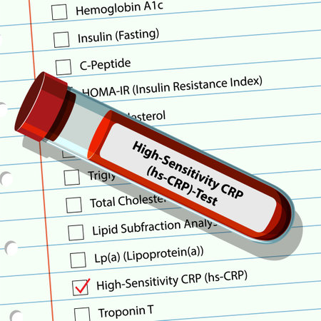Blood test tube on checklist with medical termsのイラスト素材