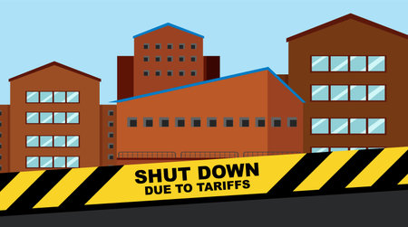 Illustration of factory closure from tariff impactのイラスト素材