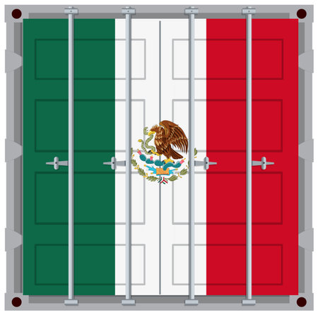Illustration of a container with Mexican flag designのイラスト素材
