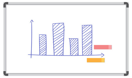 Illustration of a bar chart on a whiteboardのイラスト素材