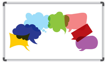 Vibrant speech bubbles symbolizing communication and ideasのイラスト素材