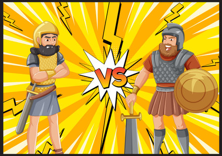 Two armored warriors face off in combatのイラスト素材