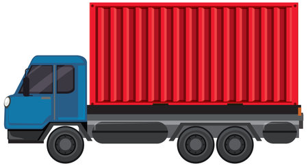 Illustration of a truck carrying a red container