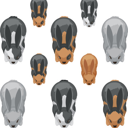Illustration of rabbits arranged in a symmetrical designのイラスト素材