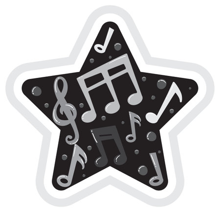 Star-shaped illustration with musical notes and symbolsのイラスト素材