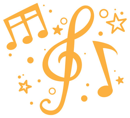 Colorful music notes with stars and circlesのイラスト素材