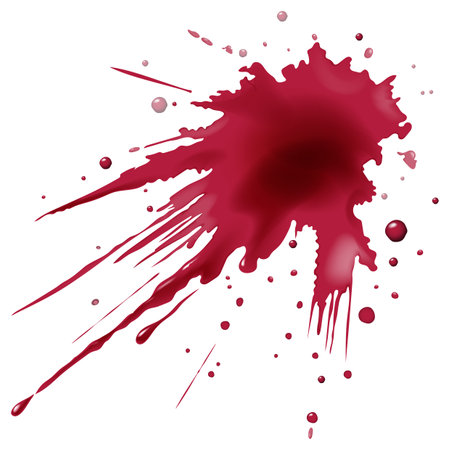 A vibrant vector illustration of a red paint splash, showcasing dynamic movement and fluidity with realistic shading and highlightsのイラスト素材