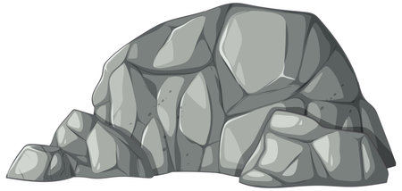 Vector illustration of a stylized rock formation with smooth shading and muted gray tones, ideal for natural-themed designsのイラスト素材