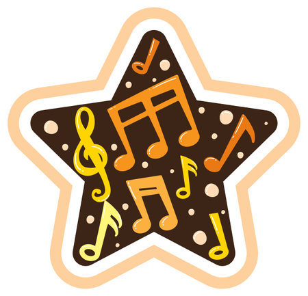 Star-shaped design featuring vibrant musical notesのイラスト素材