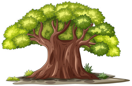 A large tree with vibrant green leavesのイラスト素材