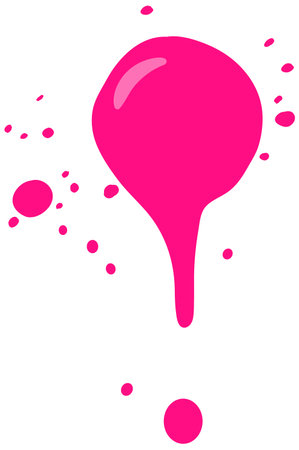 A dynamic vector illustration featuring a bold pink paint splash with scattered droplets, showcasing vibrant color and fluid motionのイラスト素材