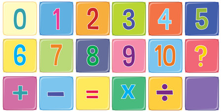 Bright numbers and symbols for learning math basicsのイラスト素材