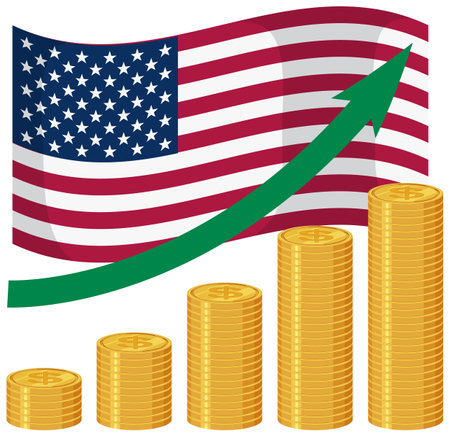 Illustration of increasing tariffs and economic growthのイラスト素材
