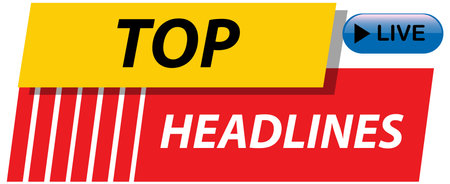 Bold vector illustration featuring a vibrant news headline banner with modern typography and dynamic color schemeのイラスト素材