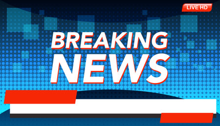 Vibrant vector illustration featuring a breaking news theme with bold typography and dynamic blue and red color schemeのイラスト素材