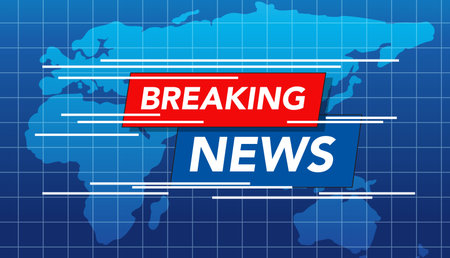 Dynamic vector illustration featuring a world map background with bold 'Breaking News' text, ideal for media useのイラスト素材