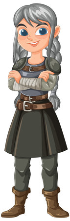 A smiling warrior with braided hairのイラスト素材