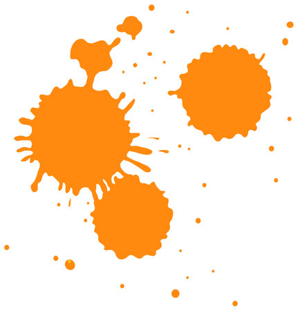 Dynamic vector illustration featuring bold orange paint splatters on a white background, showcasing abstract creativity and energetic compositionのイラスト素材