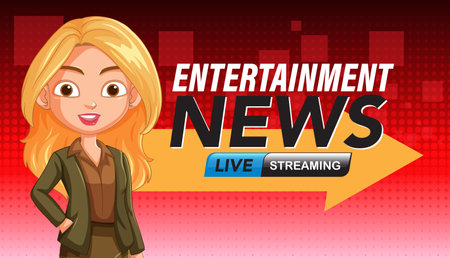 Vector illustration featuring a news anchor with vibrant colors and dynamic composition, ideal for media and broadcasting themesのイラスト素材