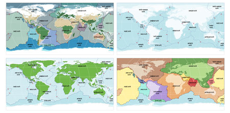 Illustration of global tectonic plates and continentsのイラスト素材