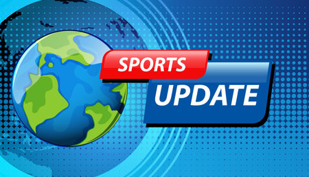 Vibrant vector illustration featuring a globe and bold text, ideal for sports news updates with a modern designのイラスト素材