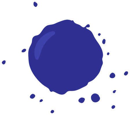 A vibrant vector illustration featuring a dynamic blue paint splash with scattered droplets on a white backgroundのイラスト素材