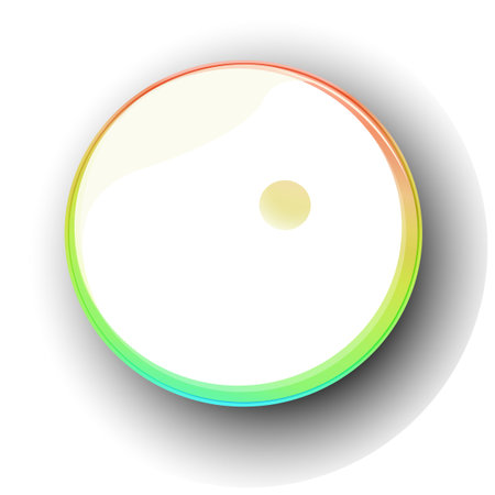 A vibrant, circular, multicolored glass button illustrationのイラスト素材
