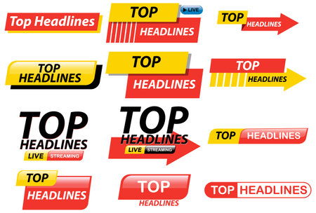A versatile set of vector headline templates featuring bold typography and vibrant colors, ideal for news broadcasts and media presentationsのイラスト素材