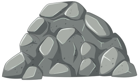 Vector illustration of a pile of gray stones, showcasing a simple and clean design with subtle shading and textureのイラスト素材