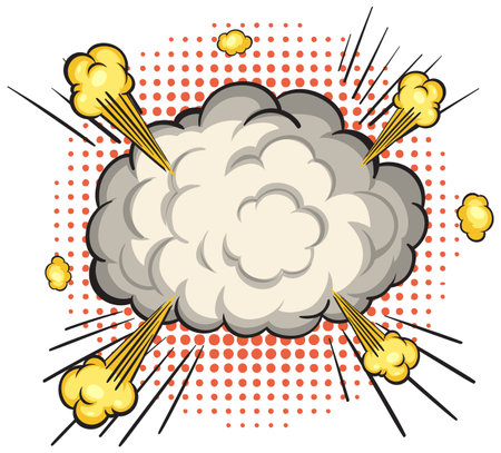 Vector illustration of comic style explosion cloud with dynamic effectsのイラスト素材