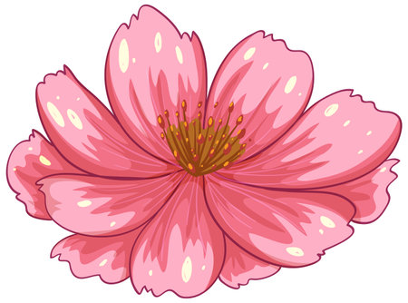 Detailed vector illustration of a pink flower with layered petals and soft highlights, showcasing vibrant colors and intricate designのイラスト素材