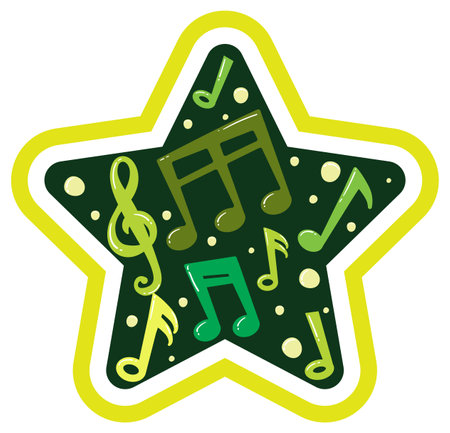 Colorful notes inside a star-shaped designのイラスト素材