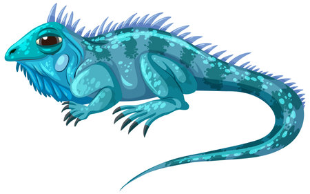 Detailed vector illustration of a blue iguana with textured skin and vivid colors, showcasing a stylized artistic approachのイラスト素材