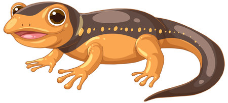 Brightly colored salamander illustration with smooth shading, bold outlines, and a playful expression. Ideal for educational and creative projectsのイラスト素材