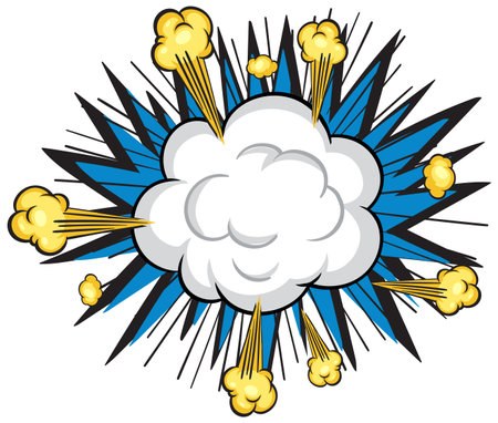 Vector illustration of comic explosion with clouds and dynamic linesのイラスト素材