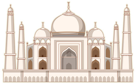 Detailed vector art of the iconic Taj Mahalのイラスト素材