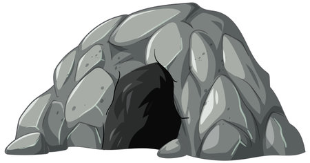 Vector illustration of a rocky cave entrance with smooth, rounded stones and a dark interior, showcasing a natural, earthy styleのイラスト素材