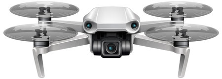 Detailed vector illustration of a modern drone with four rotors, showcasing sleek design and advanced technology in a realistic styleのイラスト素材