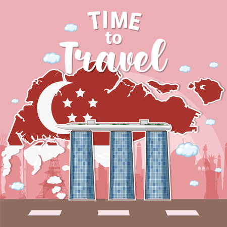 Vector illustration of a famous landmark with a travel theme. Features vibrant colors and a modern, stylized designのイラスト素材
