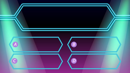 Vector illustration of a game show interface with neon outlines and gradient background, ideal for digital media and presentationsのイラスト素材