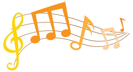 Vibrant notes flowing on a musical staffのイラスト素材