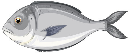 Detailed vector illustration of a fish with realistic shading and smooth gradients, showcasing aquatic life in grayscale tonesのイラスト素材