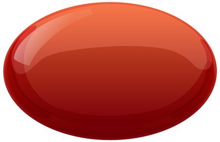 Single red vitamin pill rendered in a glossy, smooth vector style with subtle highlights and gradients on a white backgroundのイラスト素材