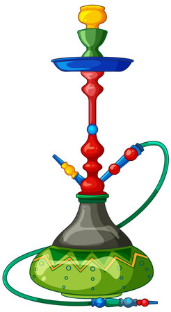 Vector hookah with vibrant colors, ornate patterns, clean lines, isolated on white backgroundのイラスト素材