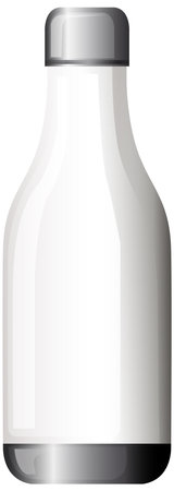 Minimalist vector of a reusable stainless steel water bottle with metallic cap and baseのイラスト素材